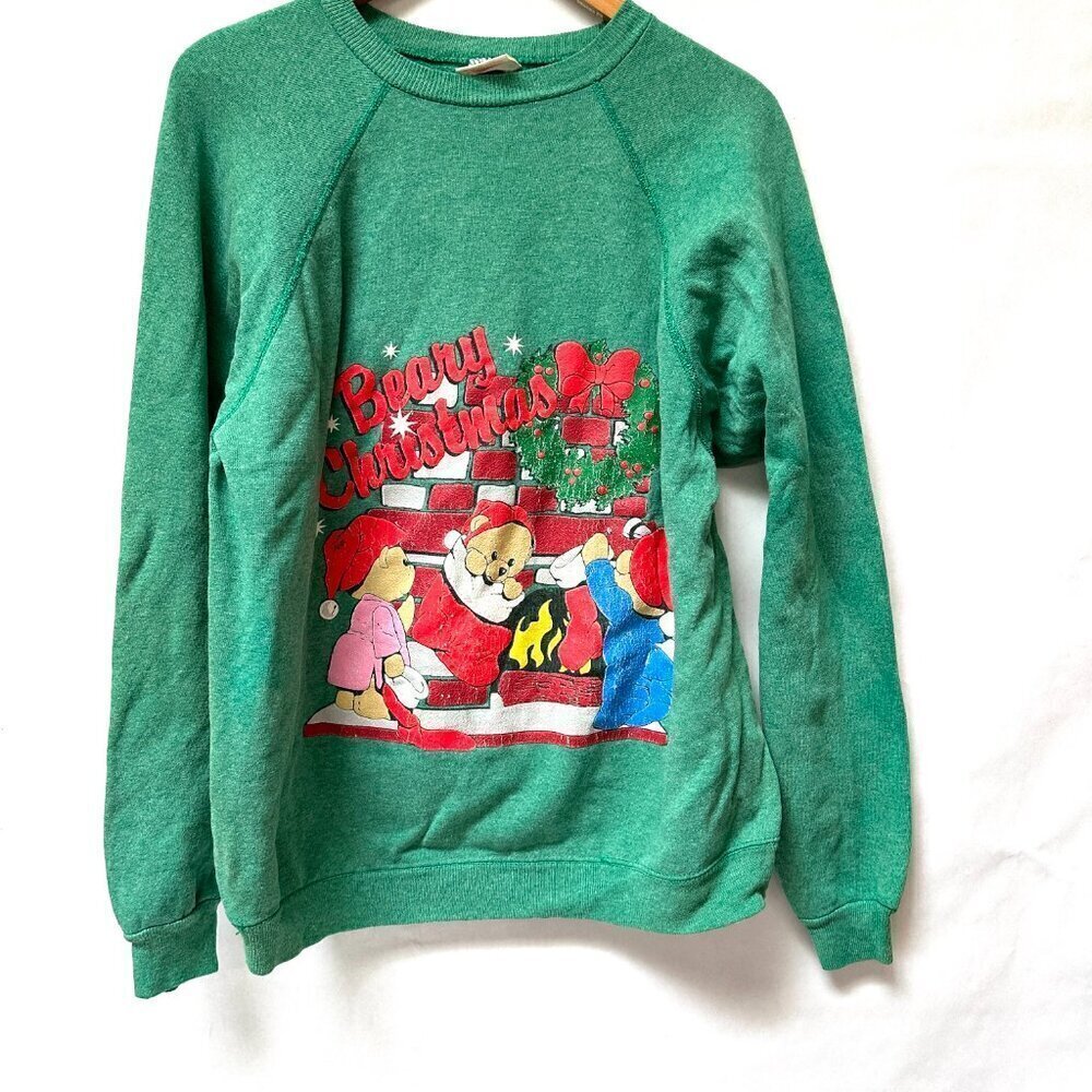 Vintage Christmas Hanes XL Sweatshirt Extra Large Unisex Distressed X-Mas 1980s